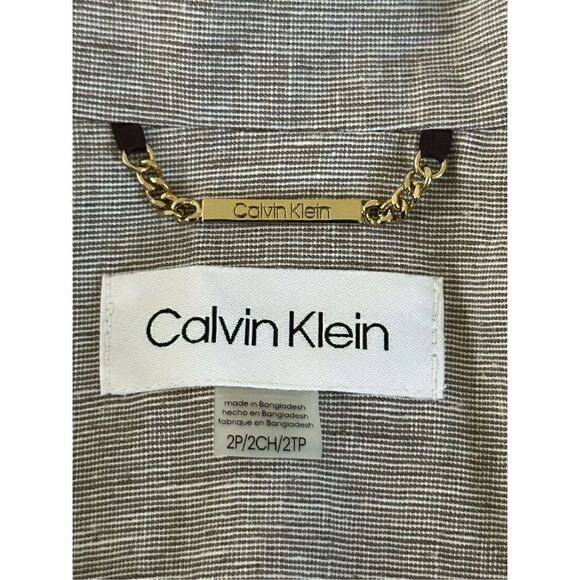 Calvin Klein Women’s Petite Linen Blend-Blazer Otter/White Size 2P - Picture 9 of 14